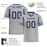 Custom Gray Blue Striped Sleeves Personalized Authentic Football Jersey FBJ02-D06046